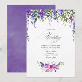 Convite Casamento Floral em Aquarela Violeta Ultra