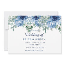 Casamento Floral em Azul Poeirento Elegante com Eu