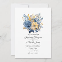 Casamento Floral em Azul Poento e Dourado