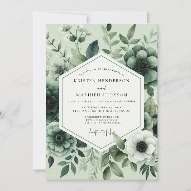 Convite Casamento Floral em Flor de Salvia (Frente)