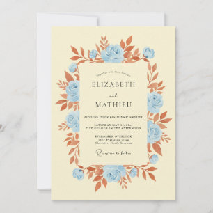 Convite Casamento Floral em Flor Sky Blue