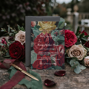Convite Casamento Floral em Jardim Inglês Escuro e Sombrio
