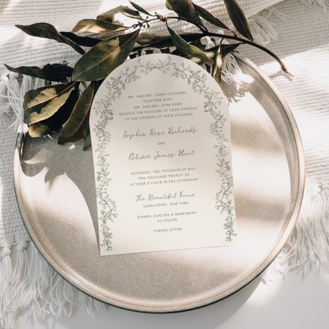 Convite Casamento Floral em Linha Artística com Arco Rústi (Criador carregado)