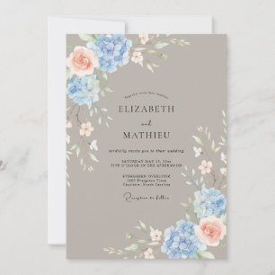 Convite Casamento Floral em Pastel Azul