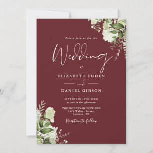 Convite Casamento Floral em Verde com Rosa Madeira QR Code