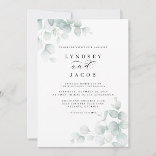 Convite Casamento Floral em Verde Sage Minimalista