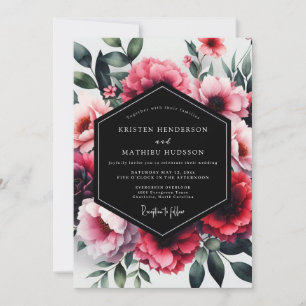 Convite Casamento Floral Encantador Magenta