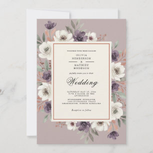 Convite Casamento Floral Enfeitiçado Malva