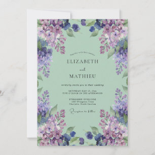 Convite Casamento Floral Enfeitiçante em Verde Menta