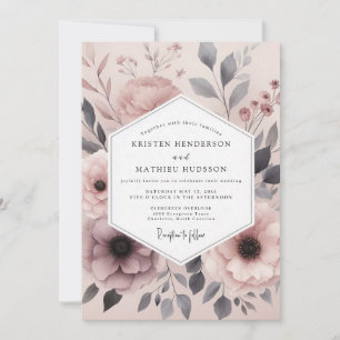 Convite Casamento Floral Envolto em Névoa Lilás