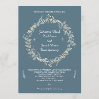 Convite Casamento floral esboçado da grinalda da ardósia