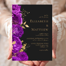 Casamento Floral Escuro Dourado Roxo Romântico