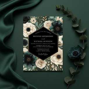 Convite Casamento Floral Esmeralda Mal-humorado