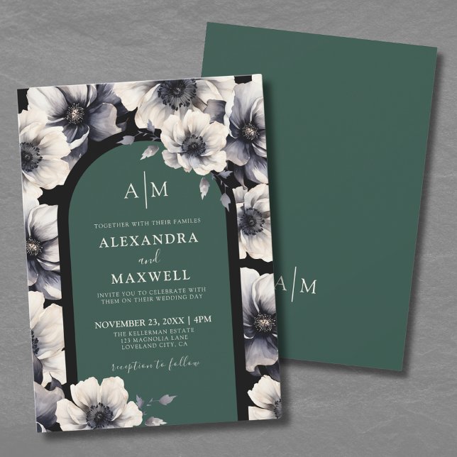 Convite Casamento Floral Esmeralda Verde (Emerald Green Floral Wedding Invitation)