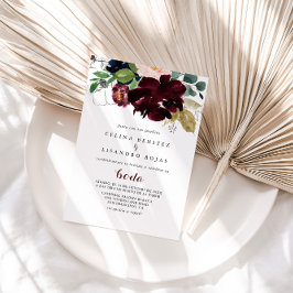 Convite Casamento Floral Espanhol Colorido de Luxury Boho