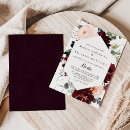 Convite Casamento Floral Espanhol de Queda Ilustrada