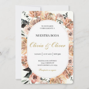 Convite Casamento floral espanhol no outono