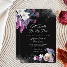 Casamento Floral Esqueleto Gótico Roxo Preto Elega