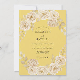 Convite Casamento Floral Etéreo Amarelo Pálido