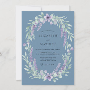 Convite Casamento Floral Etéreo Azul Desbotado