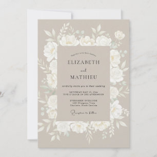 Convite Casamento Floral Etéreo Bege