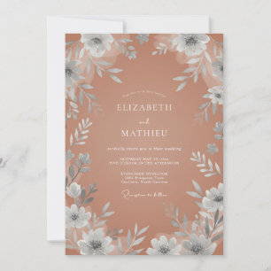 Convite Casamento Floral Etéreo de Terracota