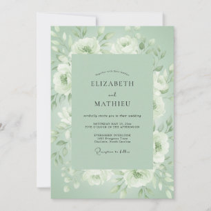 Convite Casamento Floral Etéreo em Verde Sage