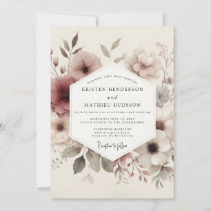 Convite Casamento Floral Etéreo Malva
