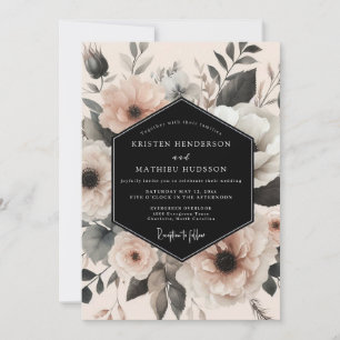 Convite Casamento Floral Etéreo Marinho