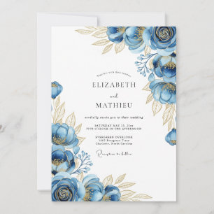 Convite Casamento Floral Etéreo Navy