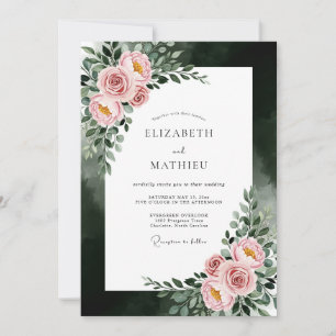 Convite Casamento Floral Etéreo Rosa