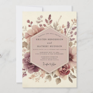 Convite Casamento Floral Etéreo Rosa
