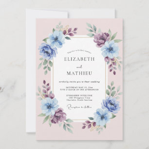 Convite Casamento Floral Etéreo Rosa Lavanda