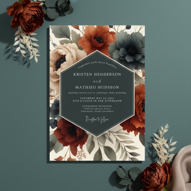 Convite Casamento Floral Etéreo Sienna (Criador carregado)