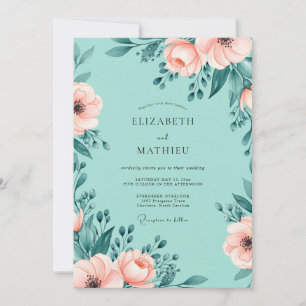 Convite Casamento Floral Etéreo Verde Menta