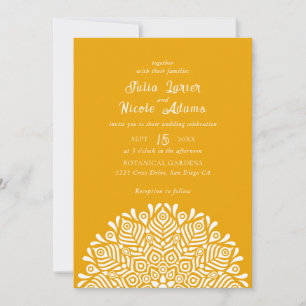 Convite Casamento Floral Étnico Boho Colorido Moderno Mand