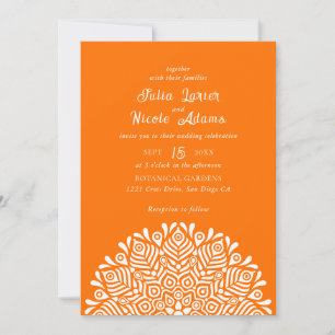 Convite Casamento Floral Étnico Boho Colorido Moderno Mand