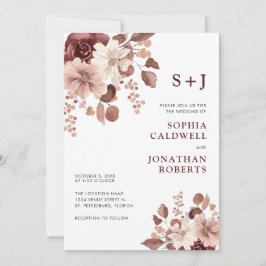 Convite Casamento Floral Eucalyptus, Rosa Dusty