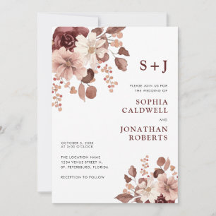 Convite Casamento Floral Eucalyptus, Rosa Dusty