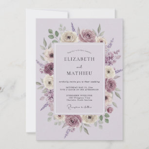 Convite Casamento Floral Exquisito Lavanda