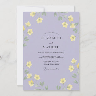 Convite Casamento Floral Exuberante em Amarelo Lavanda