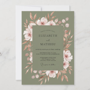 Convite Casamento Floral Exuberante em Rosa Sage