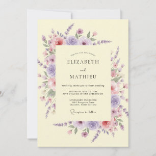 Convite Casamento Floral Exuberante Lavanda Rubor
