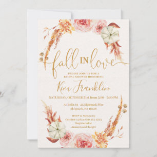 Convite Casamento Floral FALL e Chá de panela Dourado Invi