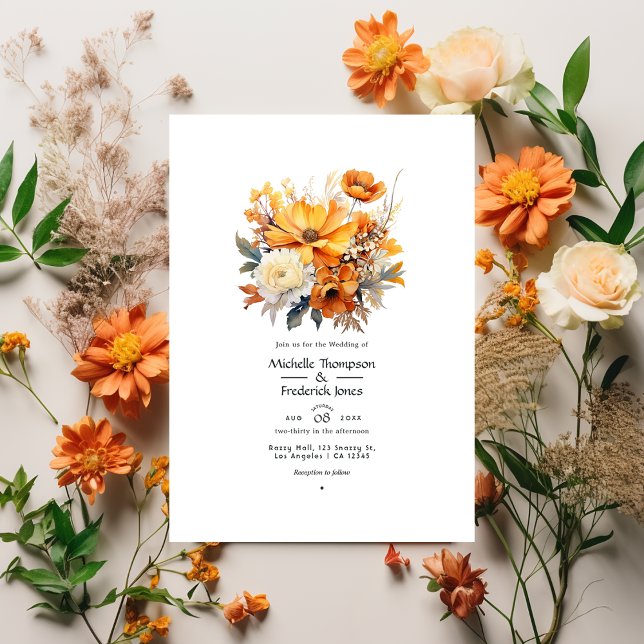 Convite Casamento Floral Ferrugem (Criador carregado)