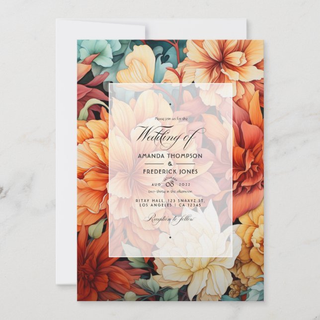 Convite Casamento Floral Ferrugem (Frente)