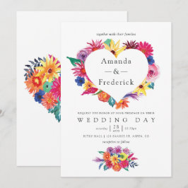 Convite Casamento Floral Fiesta Aquarela