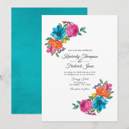 Convite Casamento Floral Fiesta Aquarela