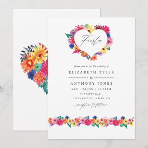 Convite Casamento Floral Fiesta em Aquarela