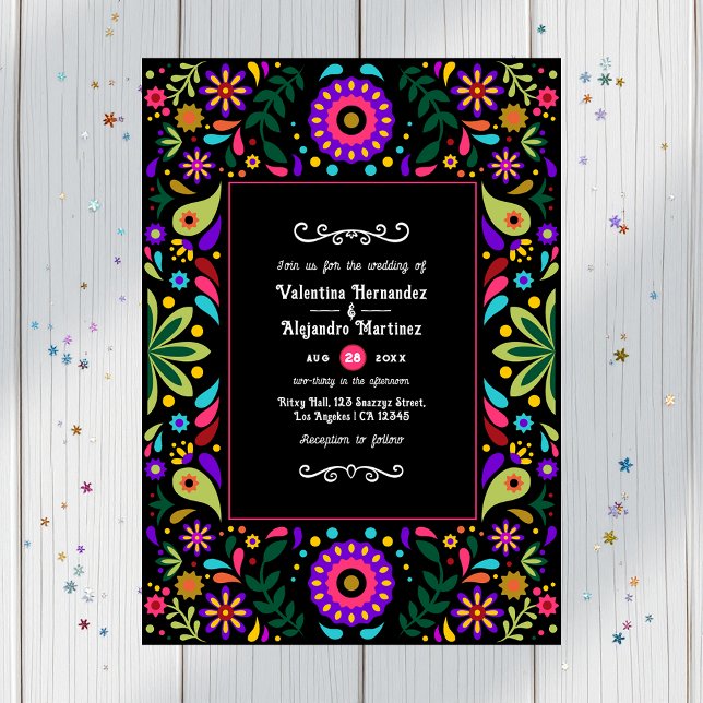 Convite Casamento Floral Fiesta Mexicano Vibrant (Vibrant Mexican Fiesta Floral Wedding Invitation)